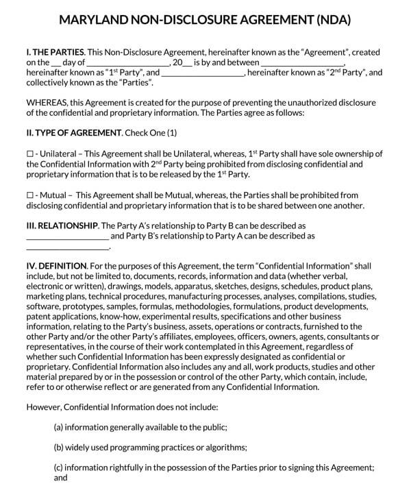 Maryland-Non-Disclosure-Agreement-Template