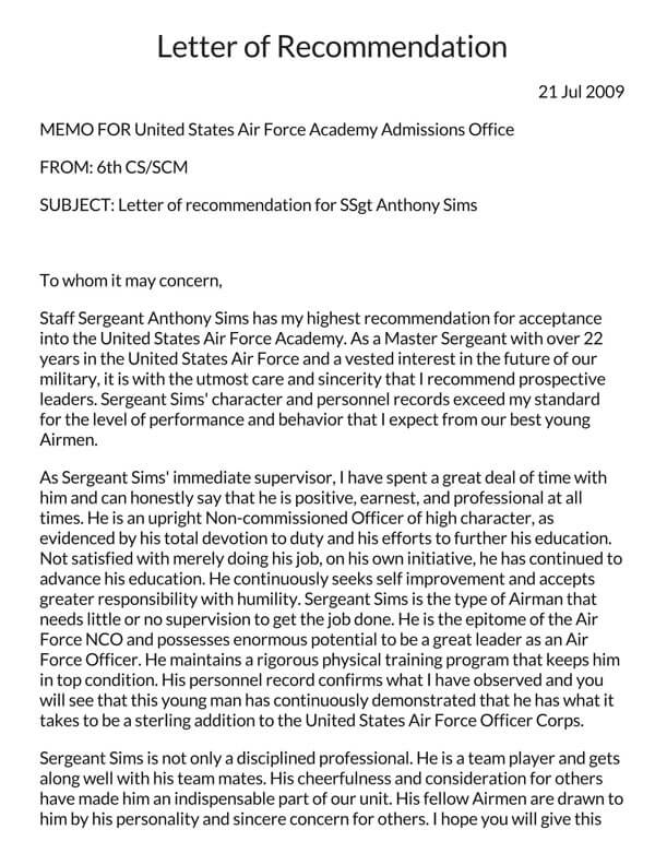 Military Letter of (30 Free Templates)