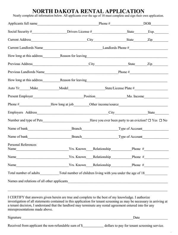 North-Dakota-Rental-Application-Form