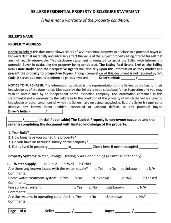 West-Virginia-Residential-Property-Disclosure