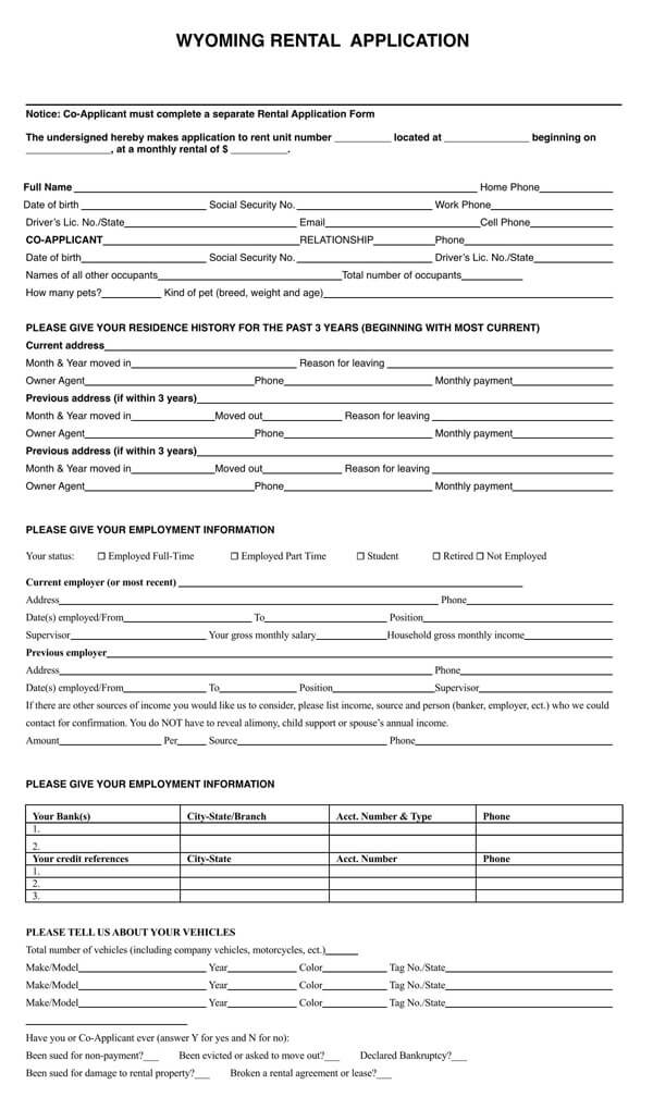 Wyoming-Rental-Application-Form
