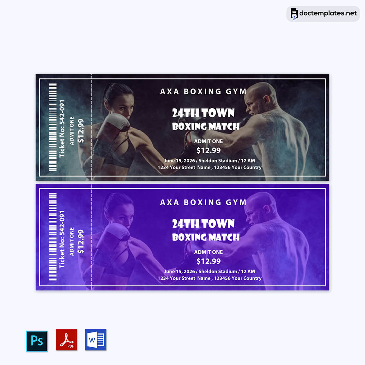  Boxing Ticket Template Free