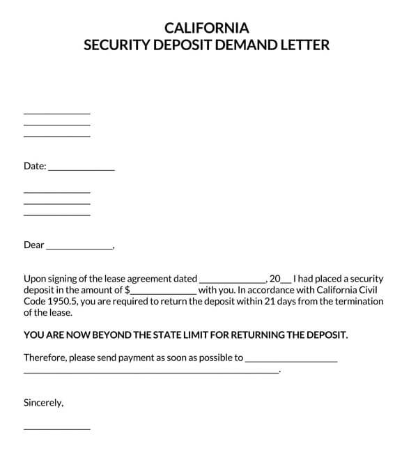 California-Security-Deposit-Demand-Letter