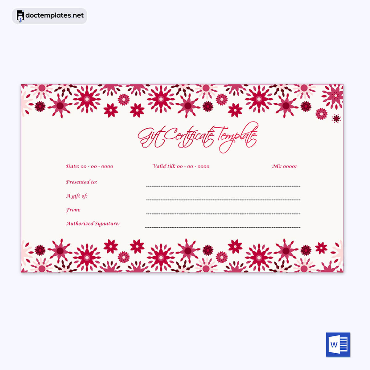 Printable Gift Certificate Sample