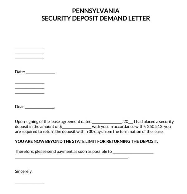 Pennsylvania-Security-Deposit-Demand-Letter
