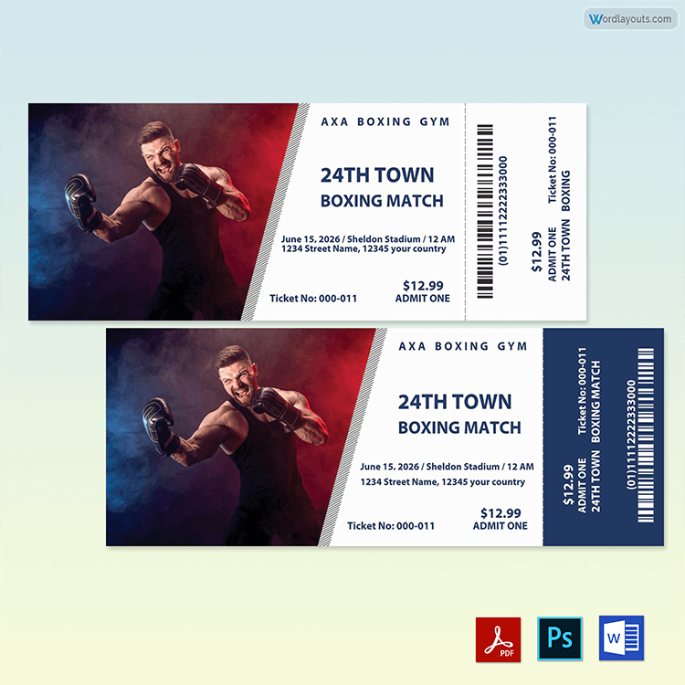 Boxing Ticket Template Free