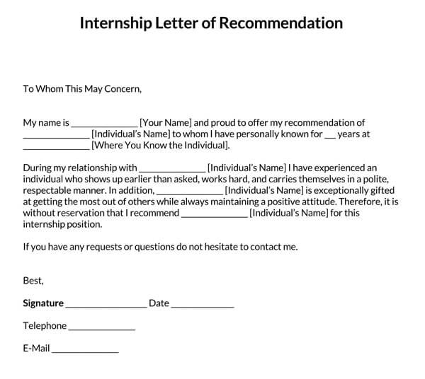 Recommendation Letter for Internship 04