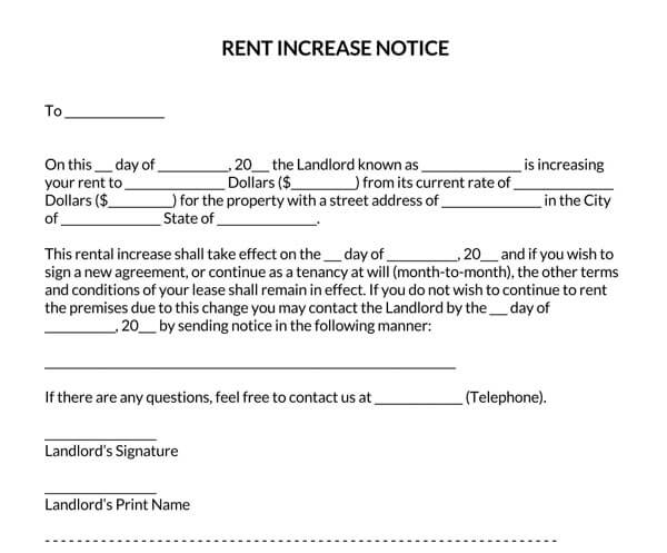 Rent Increase Notice 15