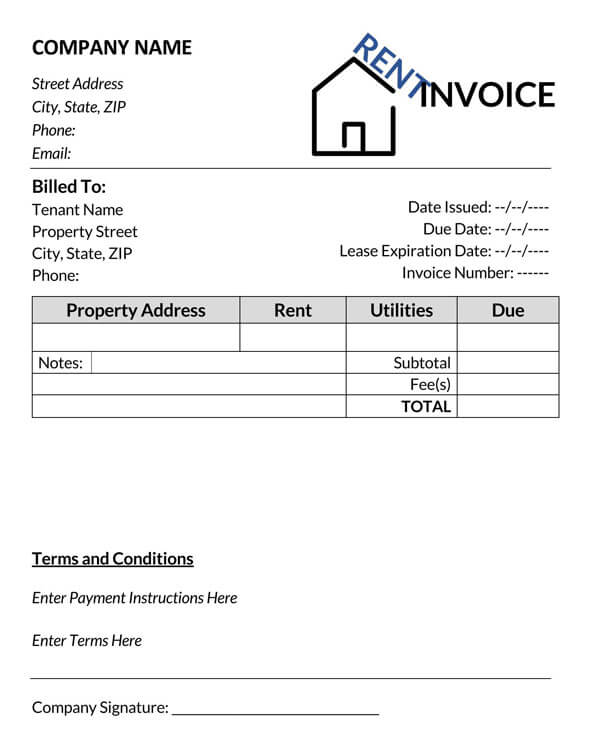 Rent Invoice Template 02