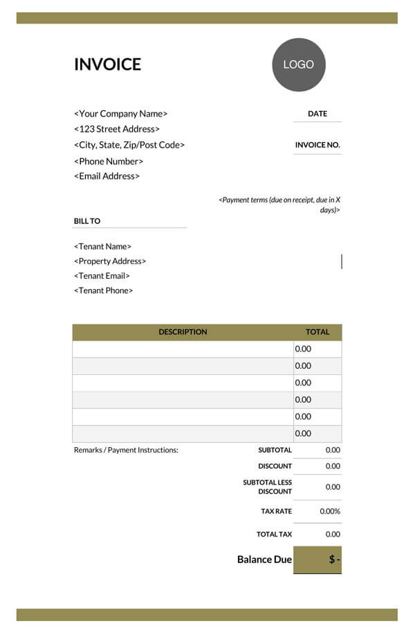 Rent Invoice Template 03