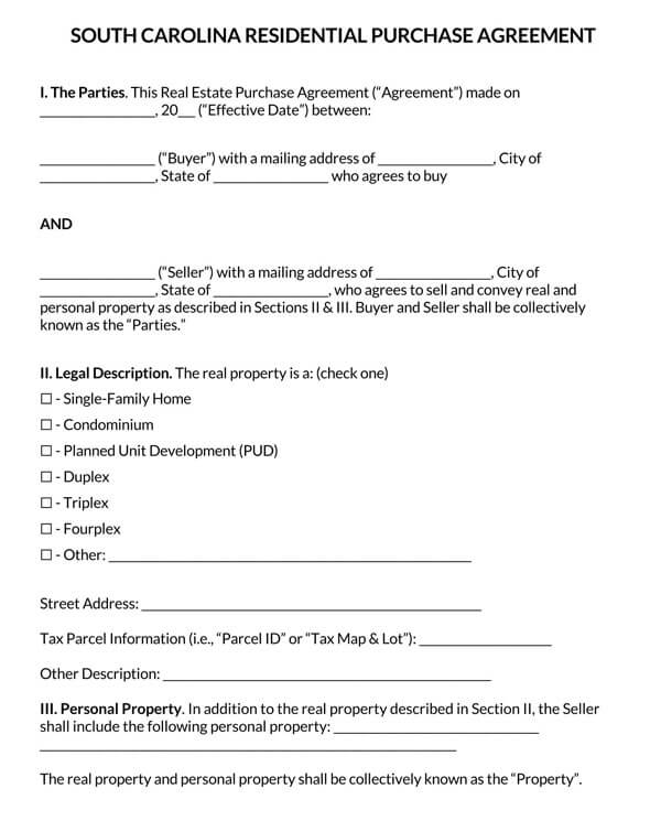 South Carolina Document Templates