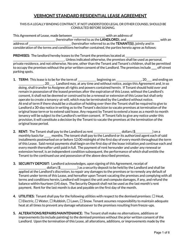Vermont-Standard-Residential-Lease-Agreement-Template_