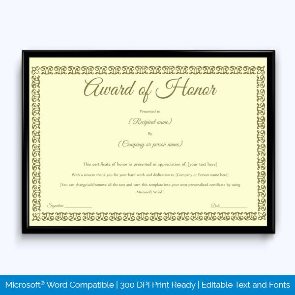 Appreciation Award Certificate