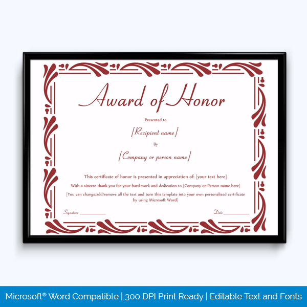 Sample of Award Certificate Free
