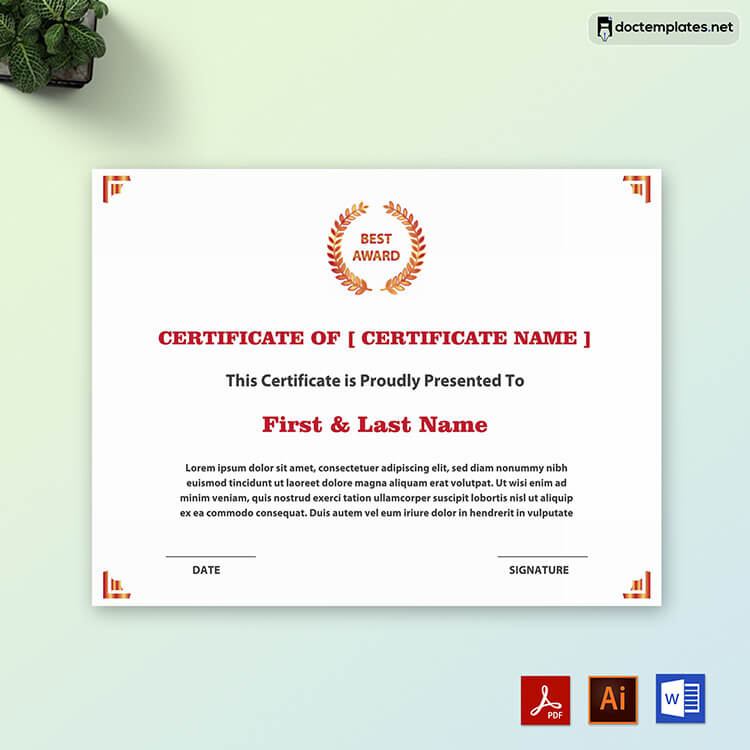 Award Certificate of Appreciation 