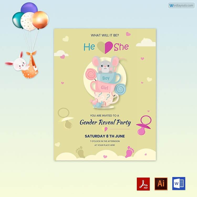 Preview 01 Gender Reveal Party Invitation Free