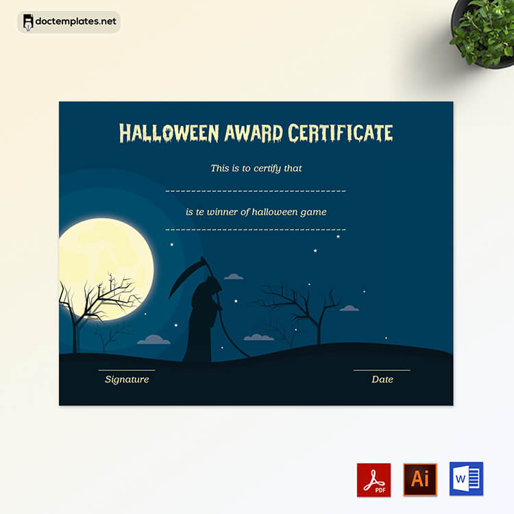 Halloween Award Certificate Sample