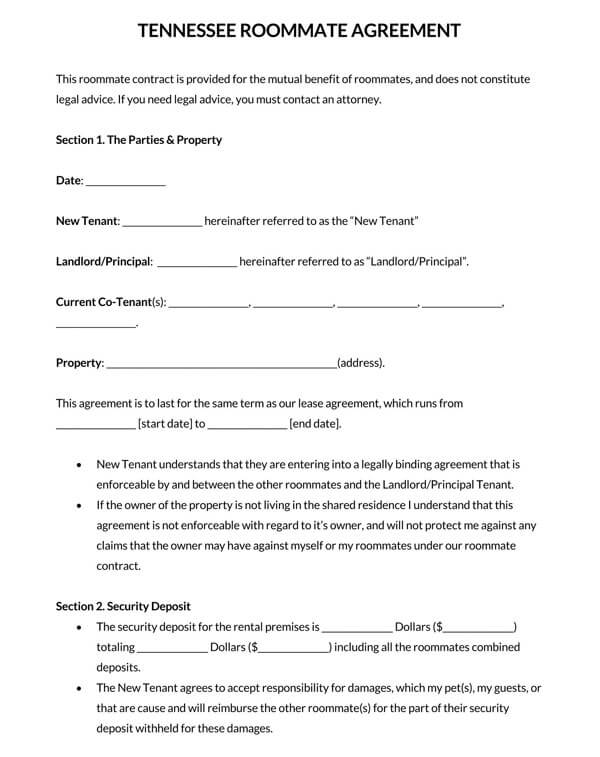 Tennessee-Roommate-Agreement-Form