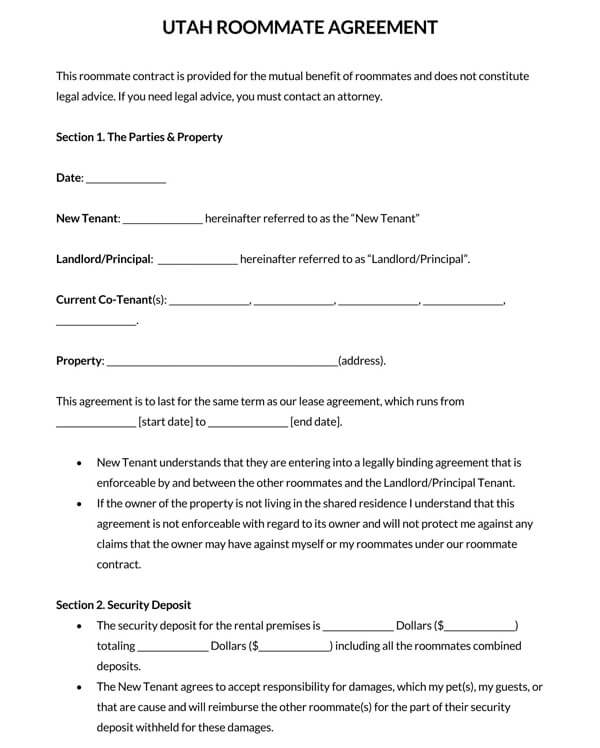 Utah-Roommate-Agreement-Form