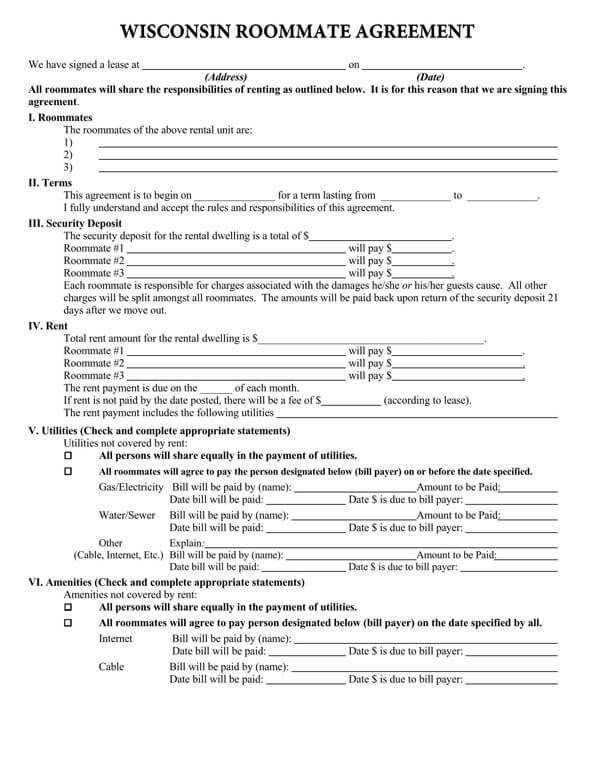 Wisconsin-Roommate-Agreement-Template