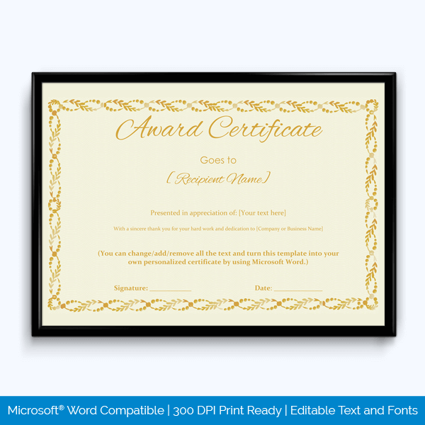 Printable Retirement Award Certificate