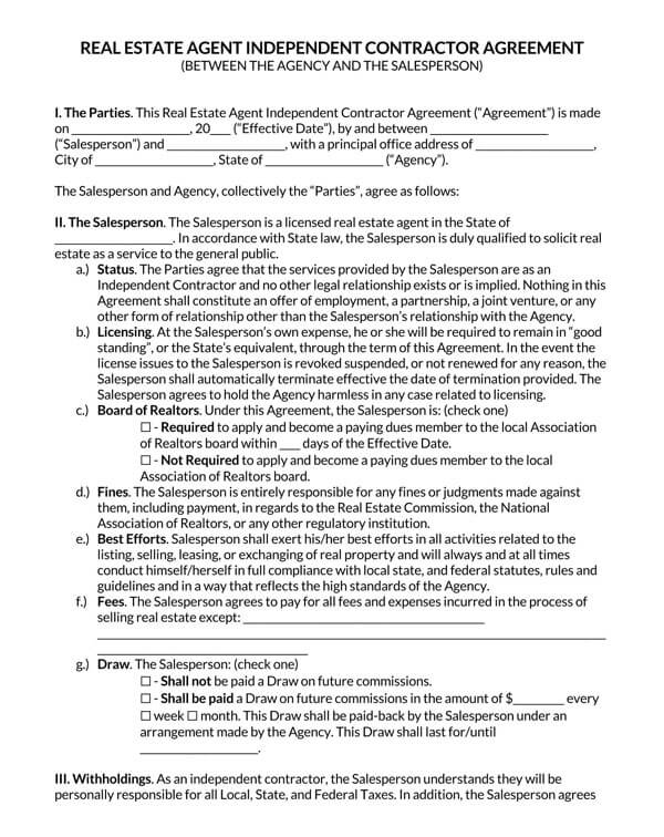 real estate agent agreement pdf