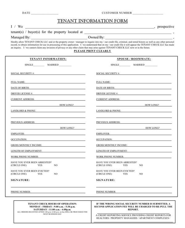 tenant information form word document