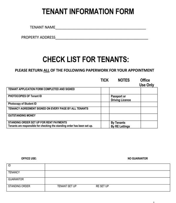 free tenant information update form