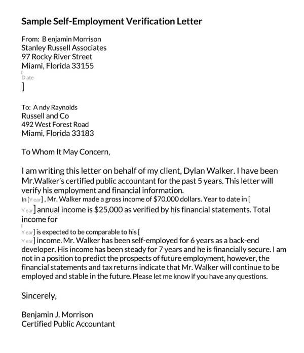 Free SelfEmployment Verification Letter Templates
