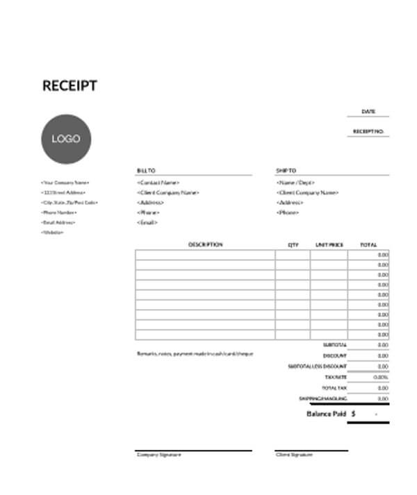 invoice receipt template