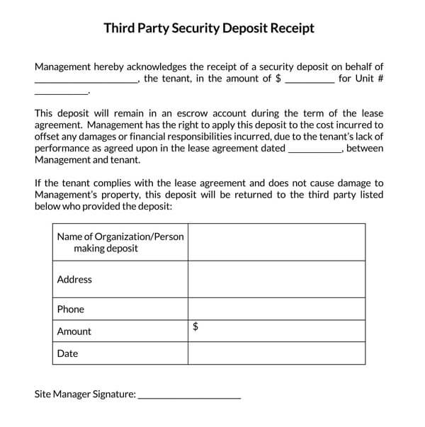 rental deposit receipt pdf