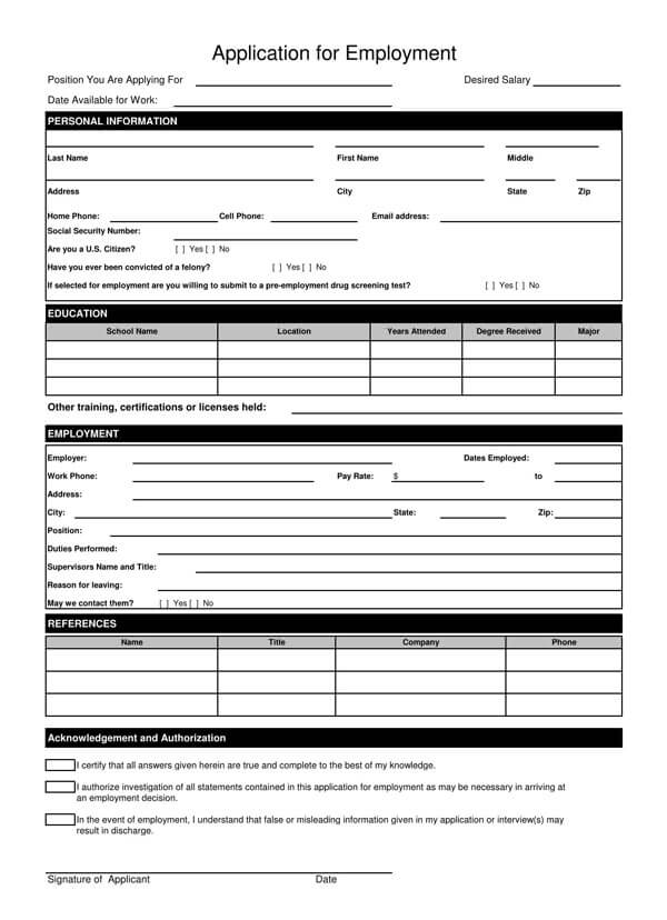 job application form - doc