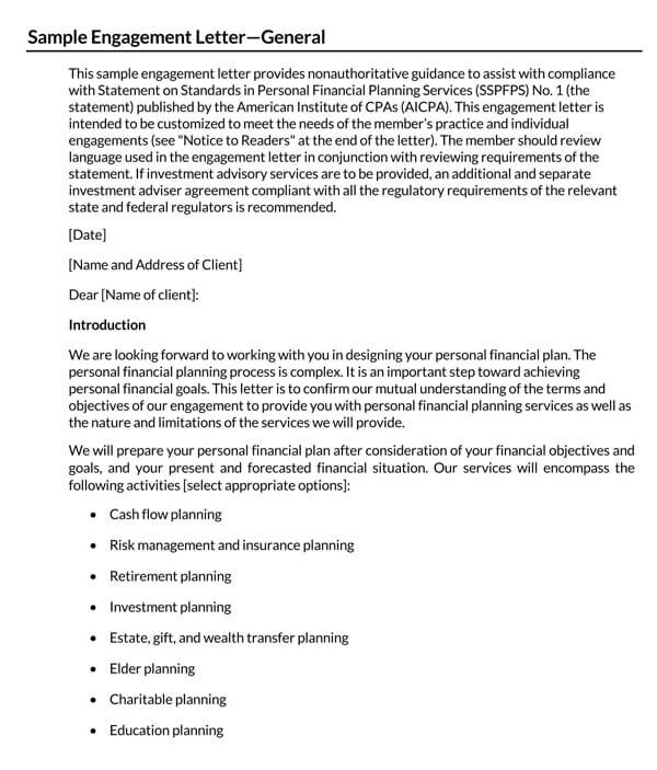 engagement letter template for accountants