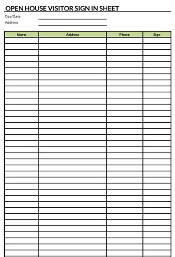 25 free real estate open house sign in sheet templates