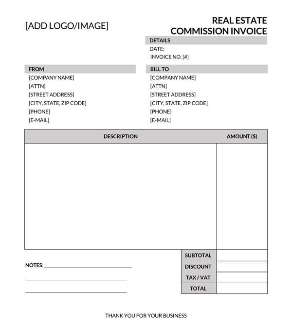 brokerage commission invoice format