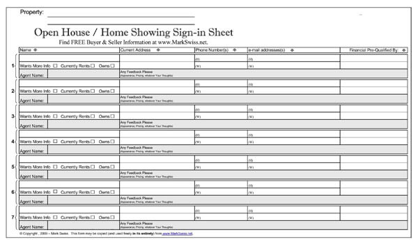 open house sign in sheet remax