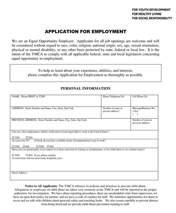 job application form pdf