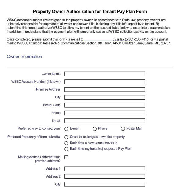 free tenant information update form