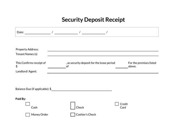 security deposit agreement form