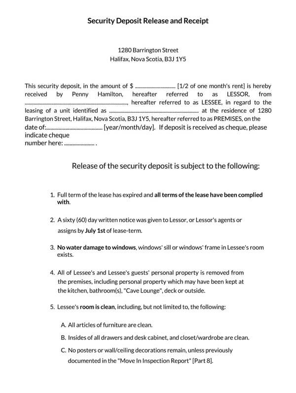 security deposit receipt pdf