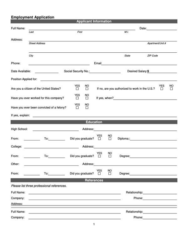 job application form pdf