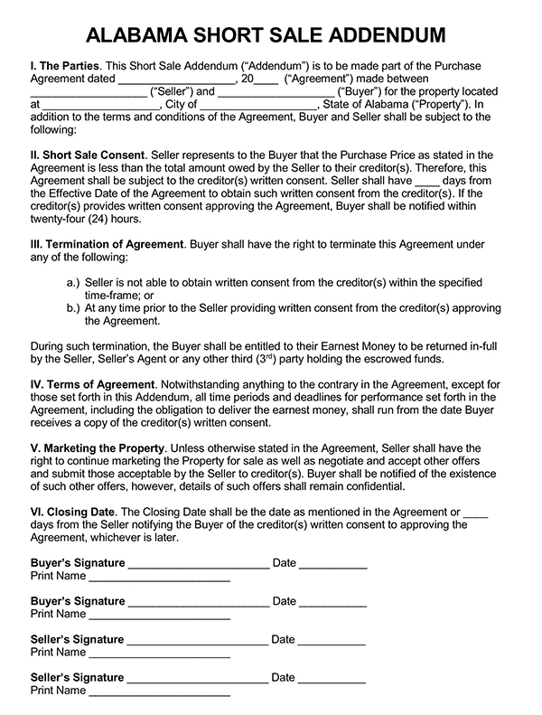  addendum to purchase agreement form