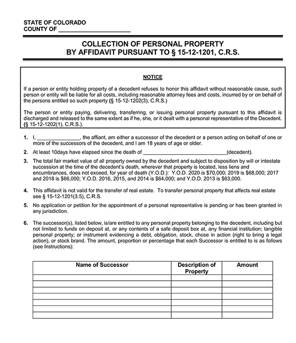  small estate affidavit form pdf1