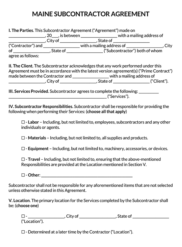 subcontractor agreement template for professional 02