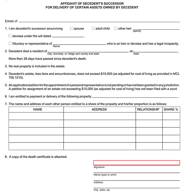  small estate affidavit form pdf 5