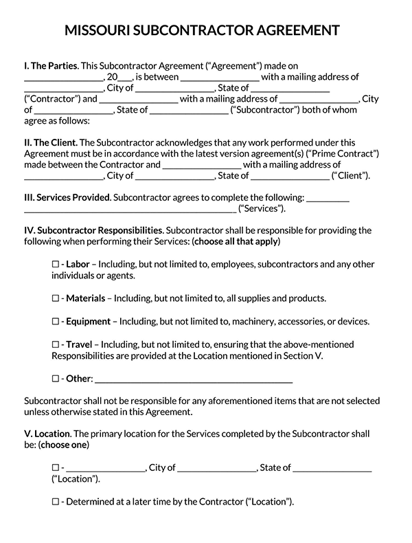 master subcontractor agreement template 05 