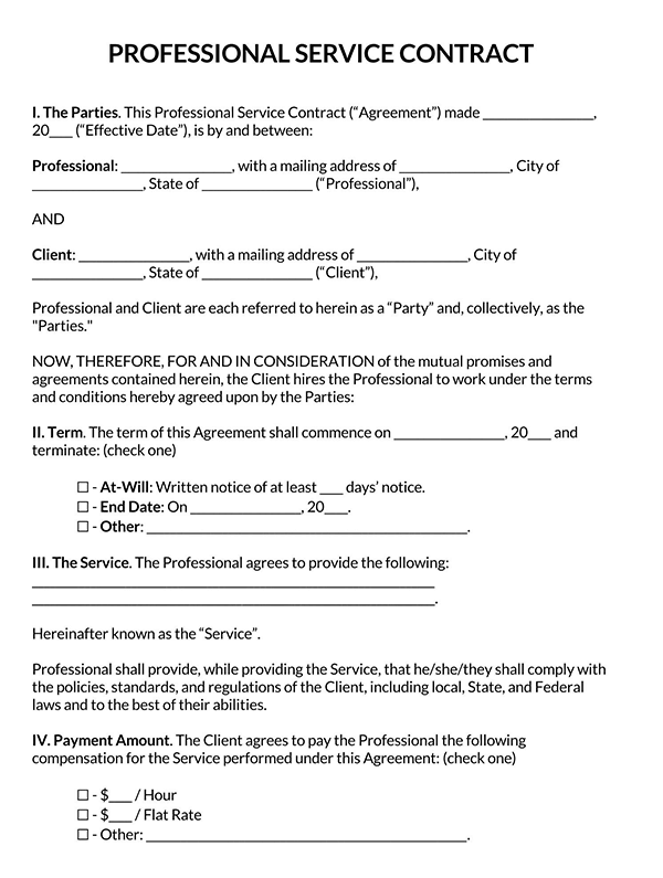 Professional Services Agreement Page 1 1