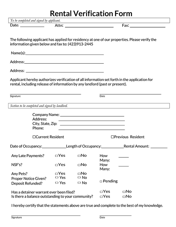  sample tenant verification form