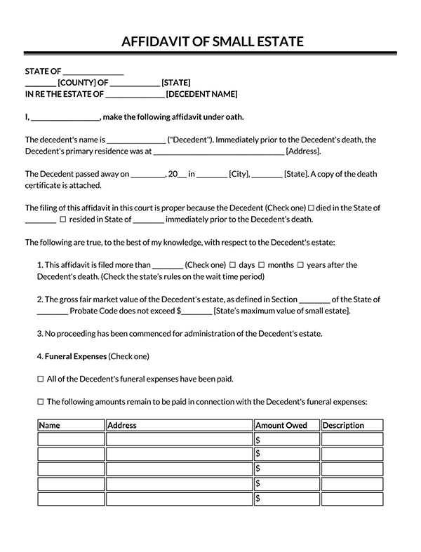  small estate affidavit form pdf