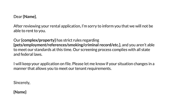  housing denial letter